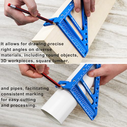 ViewReal Quick-Set 3D Measuring Square - Multi-Angle Carpenter's Tool with Angle Pin for Woodworking,Imperial Line Ruler, Essential Woodcraft Layout Aid - Image 5