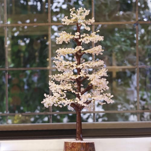 Image of Rose Quartz Crystal Tree (1500 Beads) Home Decor for Living Room & Spiritual Show Pieces | Handmade Gemstone Showpiece for Aesthetic Home Decoration & Gifting | Feng Shui M-Seal Tree