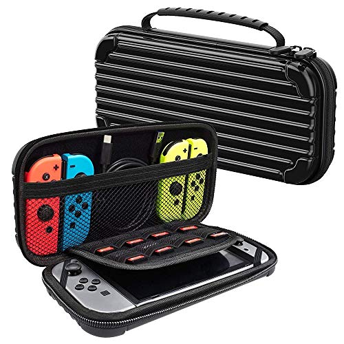 Lammcou Housse de transport pour Nintendo Switch Housse de transport portable Housse de protection rigide pour Nintendo Switch Joy Con, console, câble, HDMI, étui de rangement pour cartes de jeu