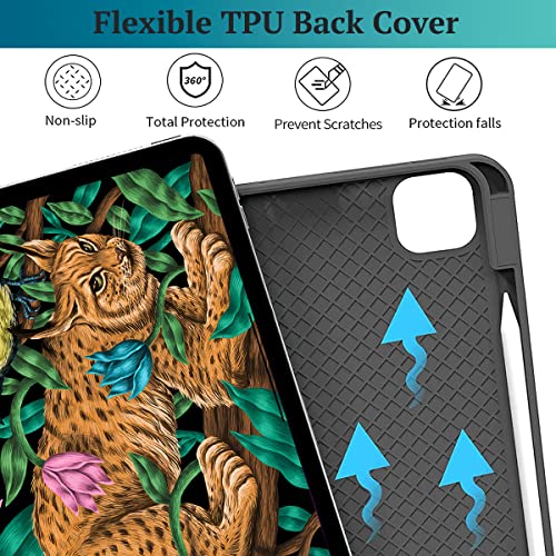 Teryeefi Case For Ipad Air 5Th/4Th Generation Case 10.9"(2022 2020 Release), 3D Uv Printing Soft Tpu Back Shell Stand Shockproof Tablet Cover With Pencil Holder Auto Wake/Sleep, Tropical Leaves #TOP6