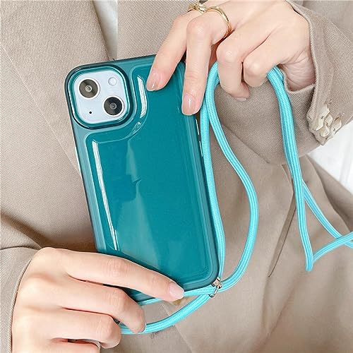 Coque transparente iPhone XR avec collier antichoc cordon vert pour smartphone