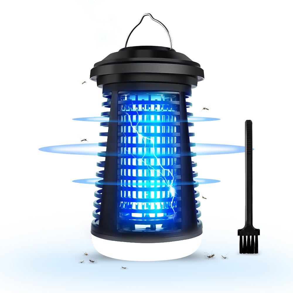 Mückenfalle, 4200V Insektenvernichter Elektrisch, 15W LED Beleuchtbar Mückenlampe - Fliegenfalle Elektrisch IPX4 Wasserdicht für Innen Außen，Anti Mücken, Fliegen