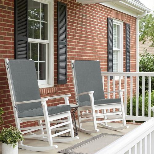 Image of Outdoor Chair Cushions 20x20, Water-Resistant & Fade-Resistant, Patio Furniture Lawn Dining Chair Seat Replacement with High Back, Ties Zipper, Removable Cover, Set of 4, Dark Grey