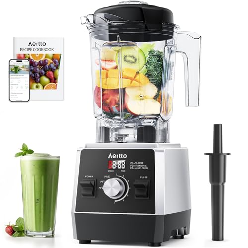 Aeitto Blenders for Kitchen with 68Oz. Large Capacity, 1800W Max Power Smoothie Blender, 3 Preset Programs & 7 Speeds, Professional Countertop Blender for Smoothies, Ice Crush, Generation2 Silver