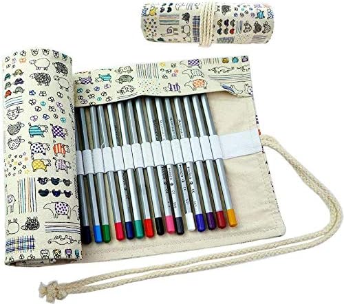 CREOOGO New Artist Adult Coloring Pencils Storage Case Lovely Animals 36 loops