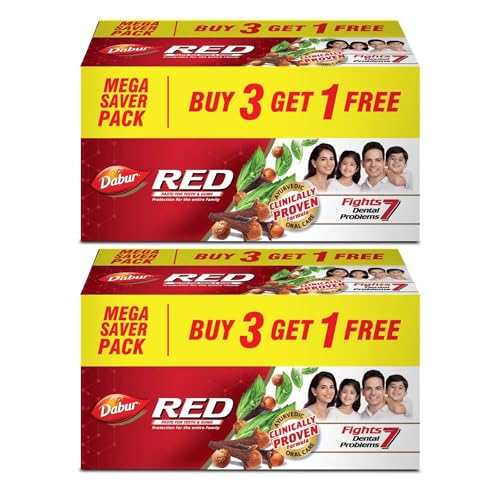 Image of Dabur Red Toothpaste - 1200g (600gx2)| Fluoride Free | Helps In Bad Breath Treatment, Cavity Protection, Plaque Removal | For Whole Mouth Health | Power Of 13 Potent Ayurvedic Herbs