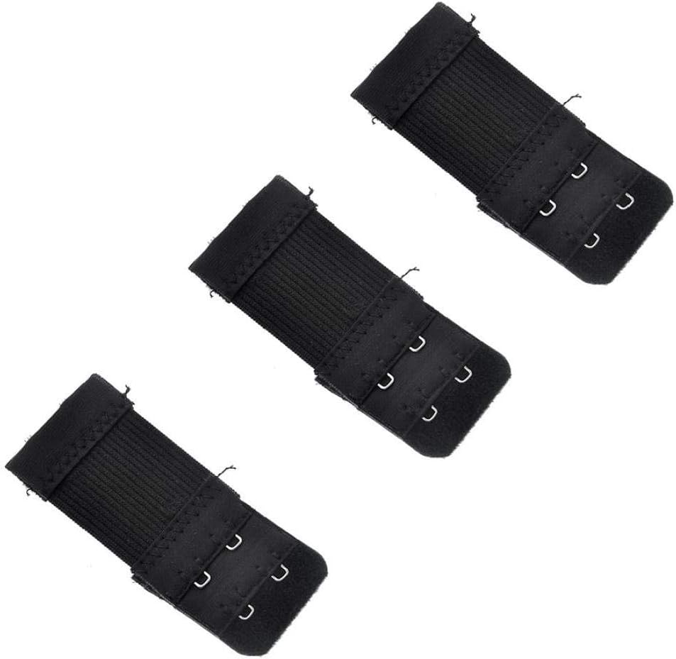 3 Sheets Soft B Bra Extension Extender Clip On Underwear Strap Buckle 7.6x3.2cm Black