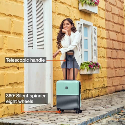 Image of Nasher Miles Istanbul Hard-Sided ABS and PC Cabin Luggage 20 inch | 55cm | 8 Wheels Small Trolley Bag for Travel | Suitcase (Teal Dark Blue)