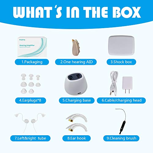 Sengdong Ezchage Ziv-202 Hearing Aids Amplifier With Noise Cancellation Rechargeable Hearing Aids For Seniors (1 Piece) #TOP6