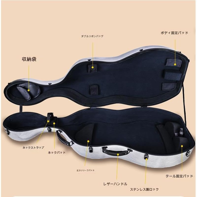 チェロ ハード ケース ブラック ￼ハードシェル 4/4 51G6en5PObL