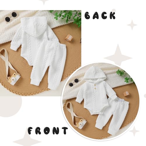 YOUNGER TREE Newborn Baby Boy Girl Clothes Hooded Long Sleeve Romper Pants Set Solid Ribbed Infant Fall Winter Outfits2