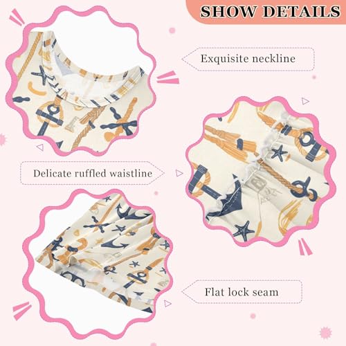 KLL Navy Blue Striped Rope and Ocean Baby Girls Dress Swing Beach Sundress Spring Summer Crew Neck3