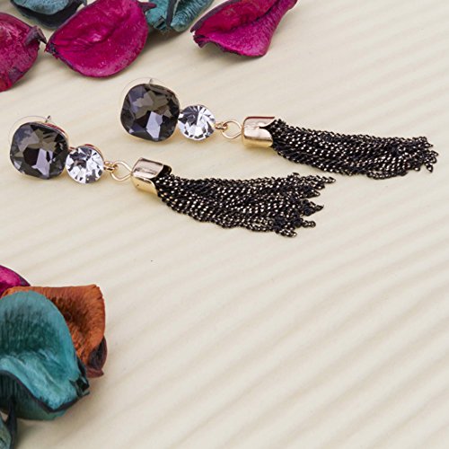 Luxuria Crystal & American Diamond Chain Drop Earrings