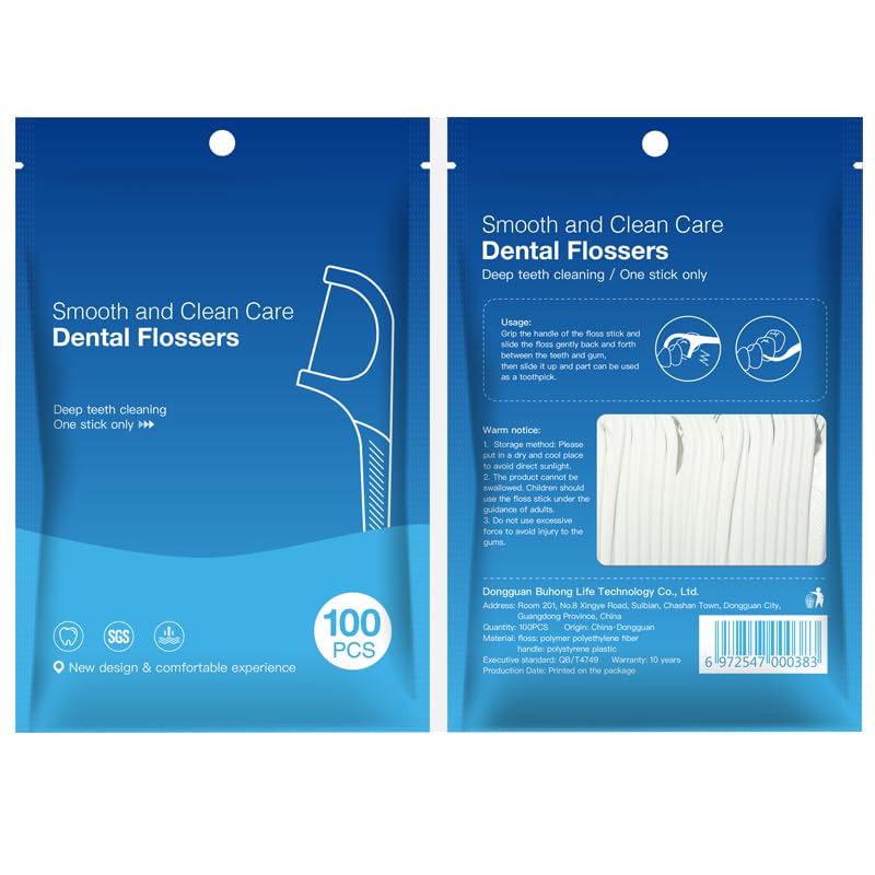 Dental Floss Picks - 200 Count (2 Bags of 100) Adult Floss Refill Pack Floss Picks Travel Oral Care Kit Cleaning Tool for Teeth