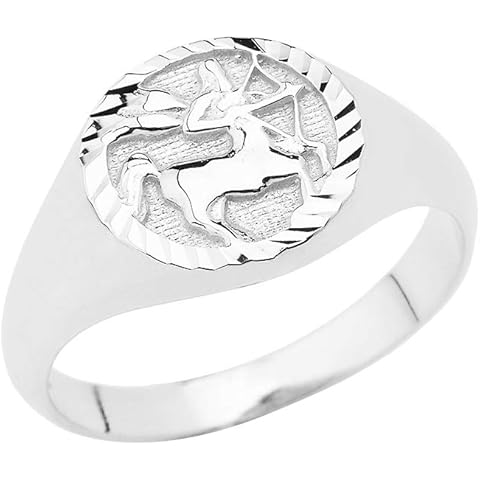 925 Sterling Silver Zodiac Men Women Unisex Jewelry Ring