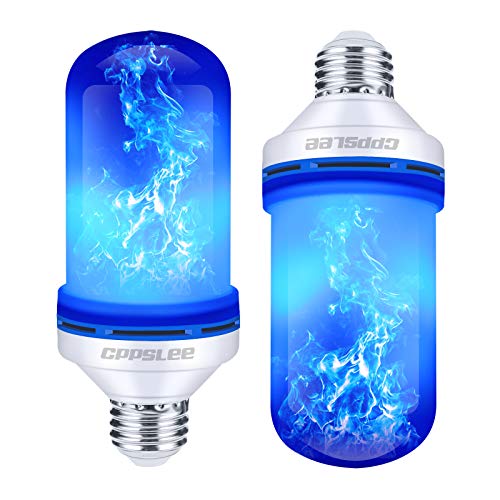 CPPSLEE LED Flame Light Bulbs, 4 Modes Fire Light Bulbs, E26 Base Flame Bulb with Gravity Sensor, Flickering Light Bulbs, Outdoor/Indoor/Home Decoration(Blue, 2 PCS)