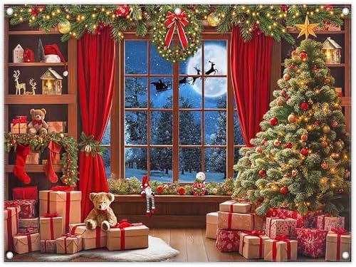 POYCTRIN 8x6FT Christmas Gingerbread House Backdrop Winter Glitter Tree Party - View #5