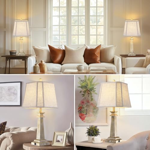 Hapcrea 27.5" Farmhouse White Table Lamps Set of 2 for Living Room Bedroom - image 6