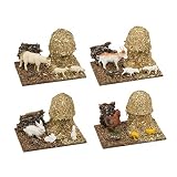 Tradineur - Pajar con Animales Belén 6.5 x 10.5 x 7.5 cm Modelos Surtidos
