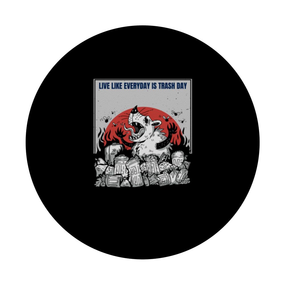 Live Like Everyday is Trash Panda Day Funny Garbage Racoon PopSockets Swappable PopGrip, Black - Image 3
