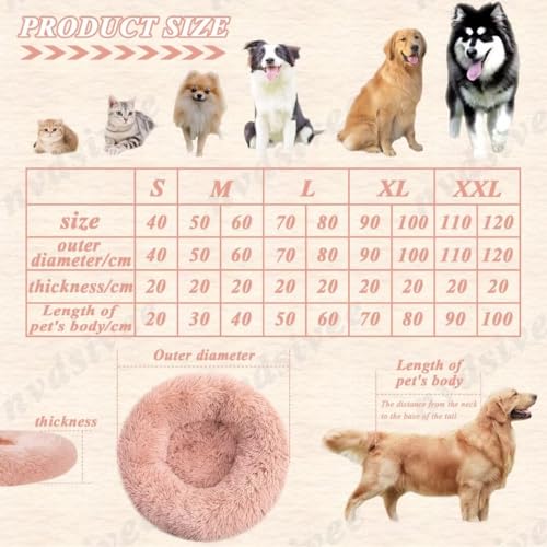 nvdsivee Hundebett Rund Katzenbett PlüSch Hundebetten Maschinenwaschbar Hundematte Hundekissen für Kleine Mittelgroße Grosse Hunde mit Rutschfestem Boden Rot 60cm