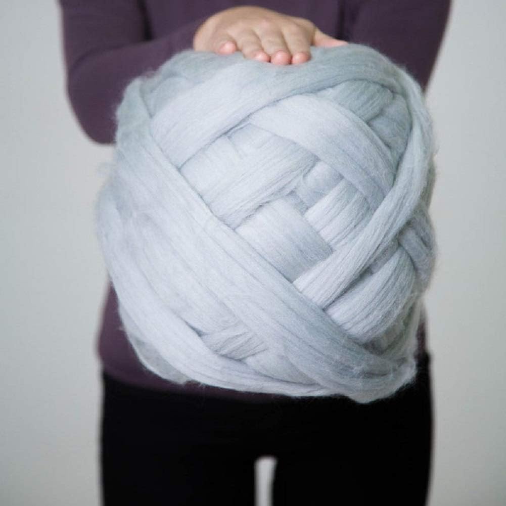 DIRUNEN Merino Wool Yarn Big Chunky Yarn Super Wool Roving Extreme Arm Knitting Giant Chunky Knit Blankets Throws Gray 9 lbs
