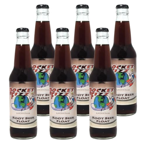 Rocket Fizz Root Beer Float Soda Flavor | Cane Sugar | Craft Soda Pop Drinks | 12 oz in Glass Bottle (6 Pack)