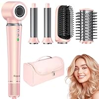 5 in 1 Airstyler,160000 U/Min High-Speed Ionen Föhn, Multifunktionaler Hairstyler, Keine Hitzeschäden Lockenstab Automatisch, Rundbürstenföhn Warmluftbürste,Zum Glätten,Trocknen,Locken,mit Reisetasche