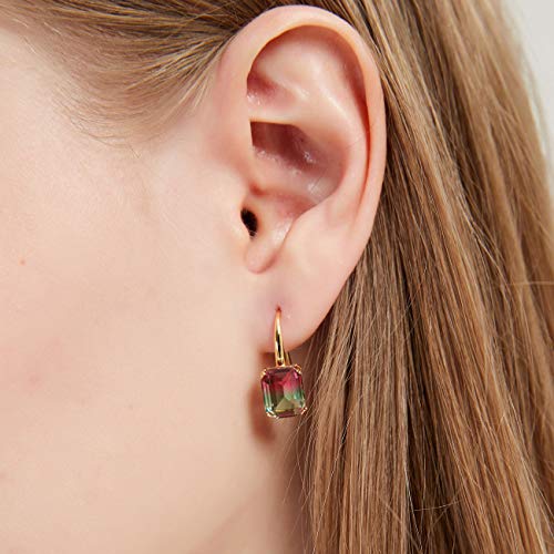 Michooyel 18K/White Gold Plated Tourmaline Dangle Drop Earrings Gradient Color Baguette Cut Hypoallergenic Earrings for Women2