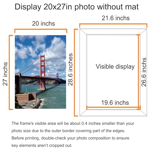 Image of LUCKYLIFE 20x27 Picture Frame, Wall Hanging Puzzle Poster Frames, Display Pictures 20 x 27 without Mat, Pack of 2, Black