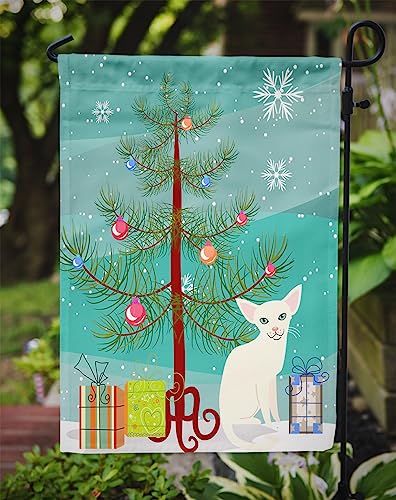 Drapeau de jardin chat Foreign White Merry Christmas, ornement extérieur d'exception