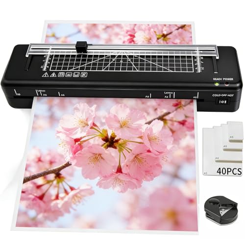 Plastificatrice A3, 70 secondi riscaldamento rapido con 40 sacchetti di laminazione, sistema NTC,...