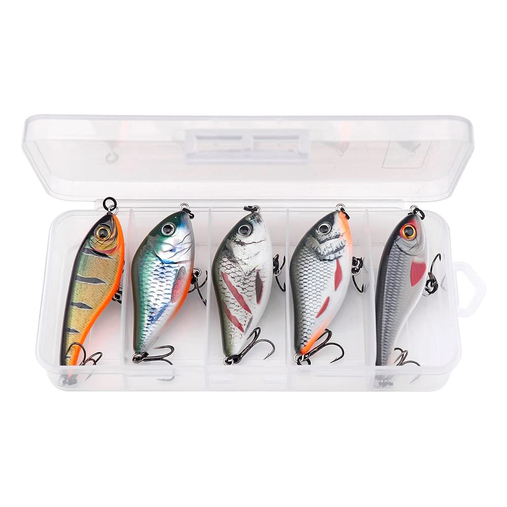 Conjunto de señuelos de Pesca de 5 Piezas/Mezcla de Caja 9G 13G Wobblers de hundimiento Lento for señuelos de Pescado for Pescar Kit de Cebo Artificial (Color : Mix A)