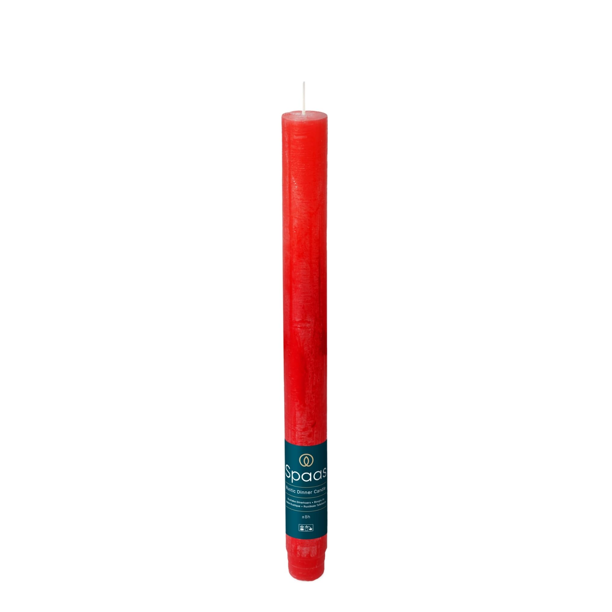 Spaas 12 x 12 Rustic Unscented Household Candles, ± 8 Hours, Red