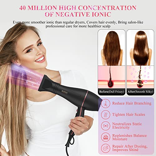 Wadodo Ionic Hair Dryer, 2200W Professional Blow Dryer Fast Drying Travel Ac Motor Constant Temperature Low Noise Ion Dryers Curly Care Hairdryer Blowdryer For Women Men #TOP3