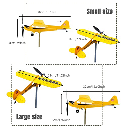 Piper J3 Cub Airplane Weathervane, 2023 New Airplane Wind Spinner Metal Weathervane Windmill, Upgrade Airplane Weather Vane Vane For Sheds Yard Garden Patio Lawn (Small 7.87 X 7.08 In) #TOP1