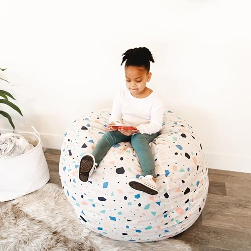 Image of Big Joe Fuf Medium Foam Filled Bean Bag Chair with Removable Cover, Dolce Terazzo Lenox, Durable Woven Polyester, 3 feet Big