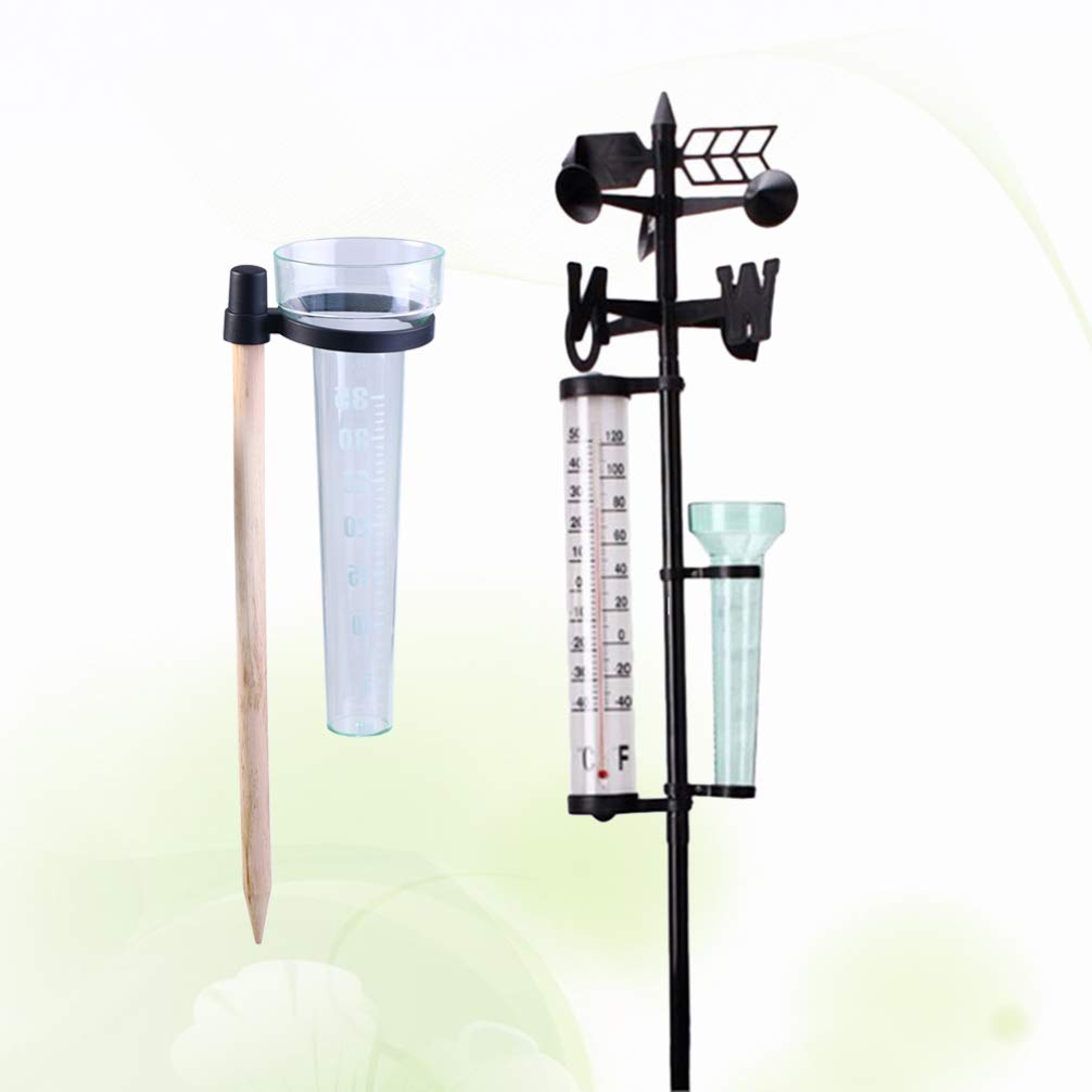 DOITOOL 3 in 1 Gartenthermometer Regenmesser Anemometer Outdoor Wetterstation Laterne Metall Hofpfahl Windrichtung für Außen Garten Land Wettermonitor