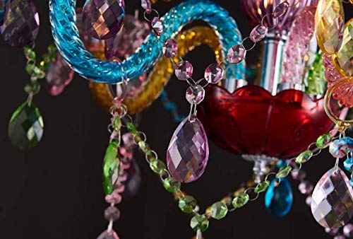 Saint Mossi Modern Contemporary Elegant K9 Crystal Glass Chandelier Pendant Ceiling Lighting Fixture - 5 Lights, Colorful Painted