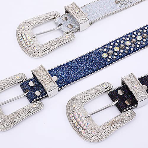 Rhinestones Belt Western Cowgirl Studded Leather Crystal Belt for Jeans Men Women Fashion Accessory3