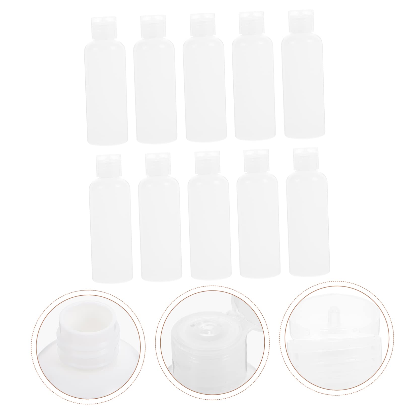 Healeved 50 Pezzi Flaconi da Viaggio in Pe Bianco 100ml, Contenitori Vuoti Compatti di Perdite per Lozione, Casa e Viaggio