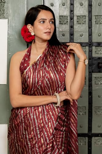 Image of MIRCHI FASHION Saree for Woman Chiffon Colorblock with Foil Work | Shimmer Festive Women's Sari for Wedding Functions and Ceremonies