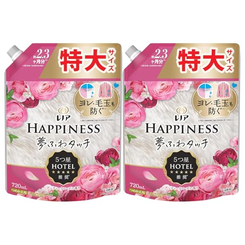 【まとめ買い】 レノアハピネス 夢ふわタッチ 華やかに香るアンティークローズの香り つめかえ用 特大サイズ P&G × 2個