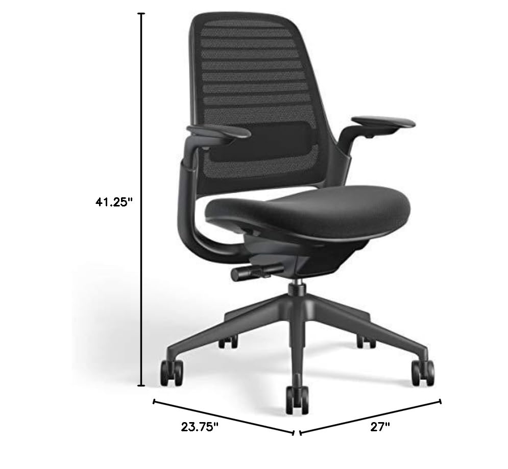 Image of Steelcase Series 1 Work Office Chair - Licorice, Hard Floor Casters