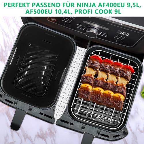 Silikonform für Heißluftfritteuse Zubehör- Airfryer Zubehör für Ninja Foodi AF400EU AF500EU Double Stack XL SL400EU 9.5L, COSORI 8,5L/10L, Dual Zone Heißluftfritteuse Zubehör, Air Fryer Accessories – Bild 3