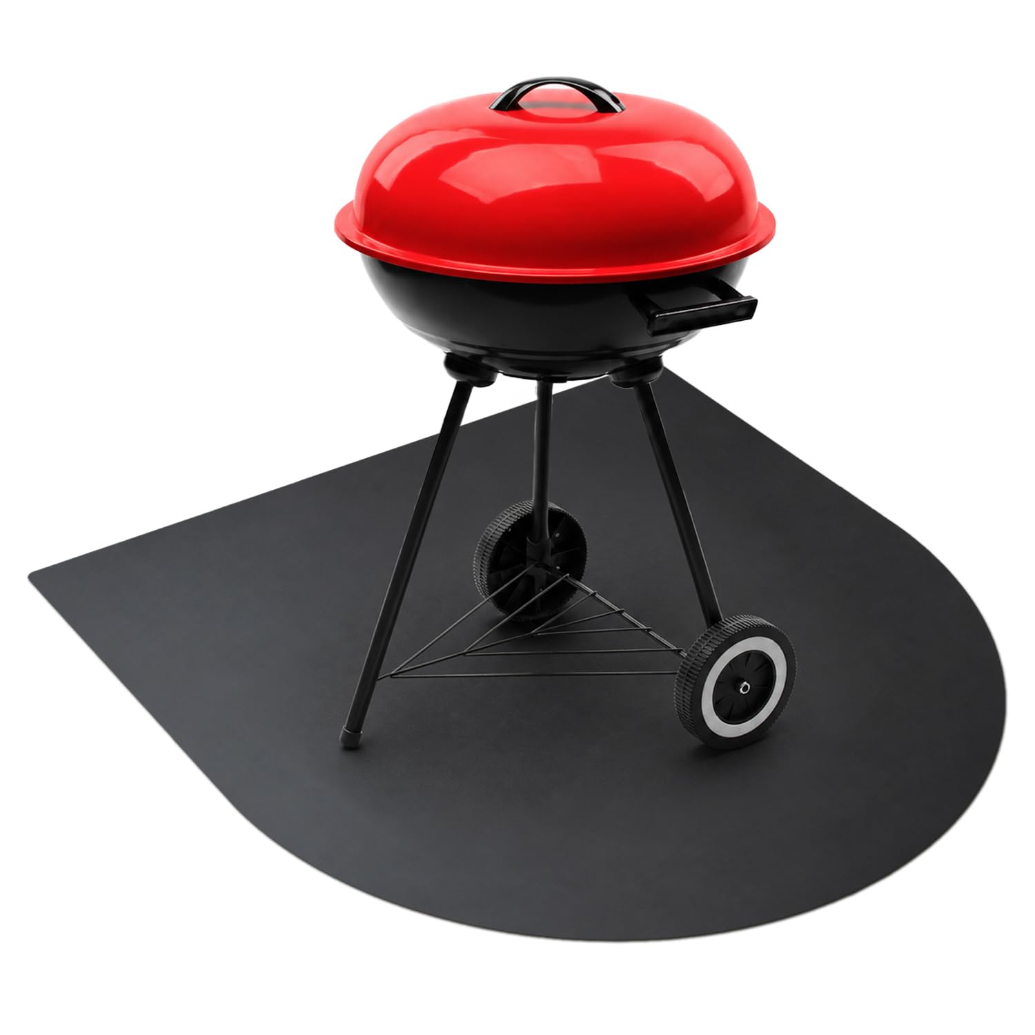 Pedana Salvapavimento ad Arco 80x70 cm | Protezione da Esterno contro Scintille & Braci | Piastra di Base per Griglia & BBQ | Nero Opaco - In Acciaio Verniciato a Polvere