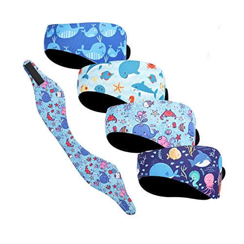 4 Piezas Diademas de Natación para Niños,Cinta para la Cabeza de Natación Ajustable Diadema de...