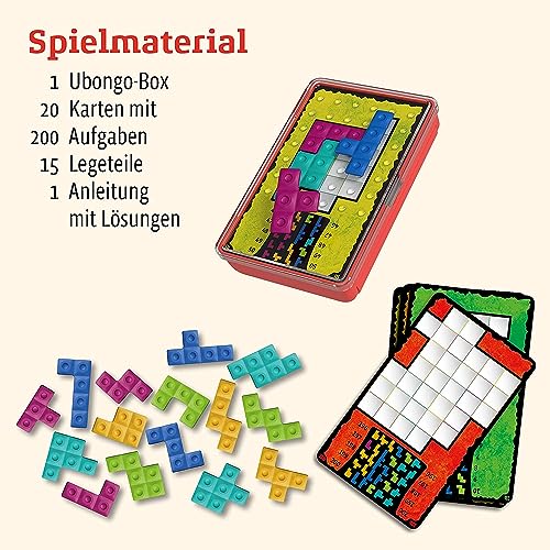 KOSMOS 695248 Ubongo! Brain Games, Knobel-Spaß für 1 Person, Gehirn-Jogging mit 200 Aufgaben, Verschiedene Levels, handliche Box für unterwegs, Brain Teaser ab 8 Jahre, Konzentrationsspiel