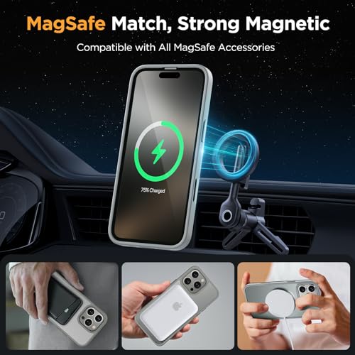 Image of Miracase Magnetic Series for iPhone 16 Pro Max Case [Compatible with MagSafe] [with 2X Screen Protectors] Military-Grade Protection, Anti-Fingerprint, Slim Phone Case for 16 Pro Max 6.9 inch - Gray