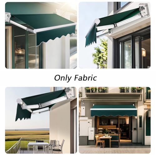 XBTGS Tessuto di ricambio per tenda da sole retrattile impermeabile di alta qualità, baldacchino in poliestere per ombreggiatura, terrazza, balcone e cortile, verde, 500 x 400 cm, verde - 500 x 400 cm